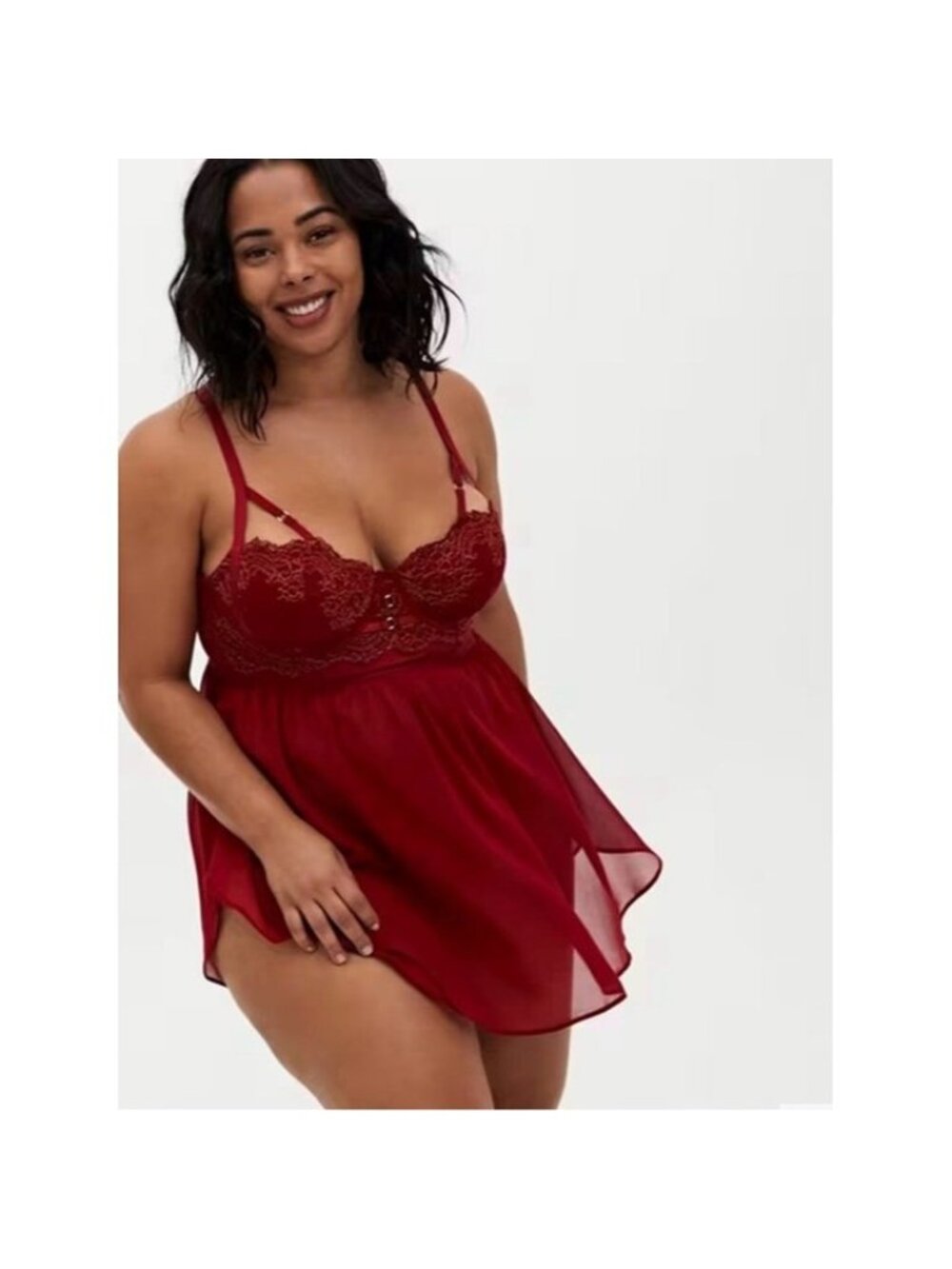 torrid Red Plus-Size Lace Babydoll lacey sheer cami size 5x